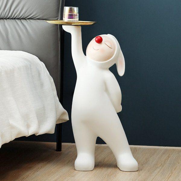 创意奶油风兔娃娃客厅沙发边装饰托盘收纳大型落地摆件轻奢高级感,家居饰品,落地摆件,淘宝优惠券,粉丝福利购,淘宝优惠卷