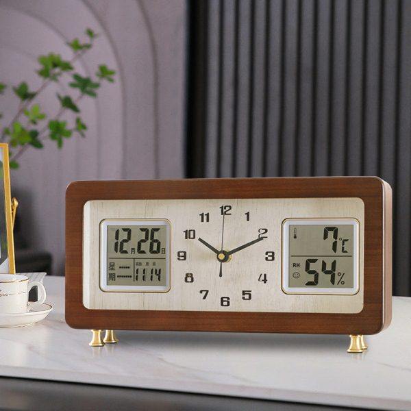 新款怀旧复古实木黄铜静音座钟家用客厅星期桌面台式钟个性石英钟,家居饰品,挂钟,淘宝优惠券,粉丝福利购,淘宝优惠卷