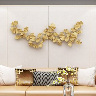 欧式铁艺银杏叶壁挂创意家居客厅电视沙发背景墙玄关墙面装饰挂件