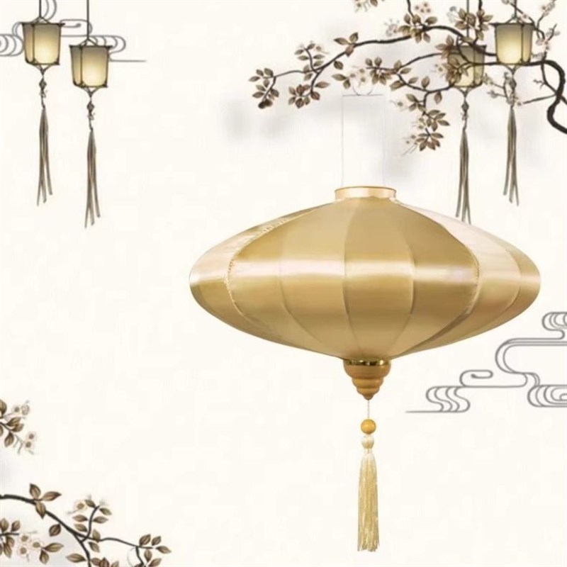 结婚定亲场景酒店客栈布景灯笼飞碟钻石异形古风纯U色防水绸缎灯