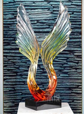 翅膀层层叠叠竖式摆件酒店过道客厅样板间商业餐厅生日艺术品雕塑