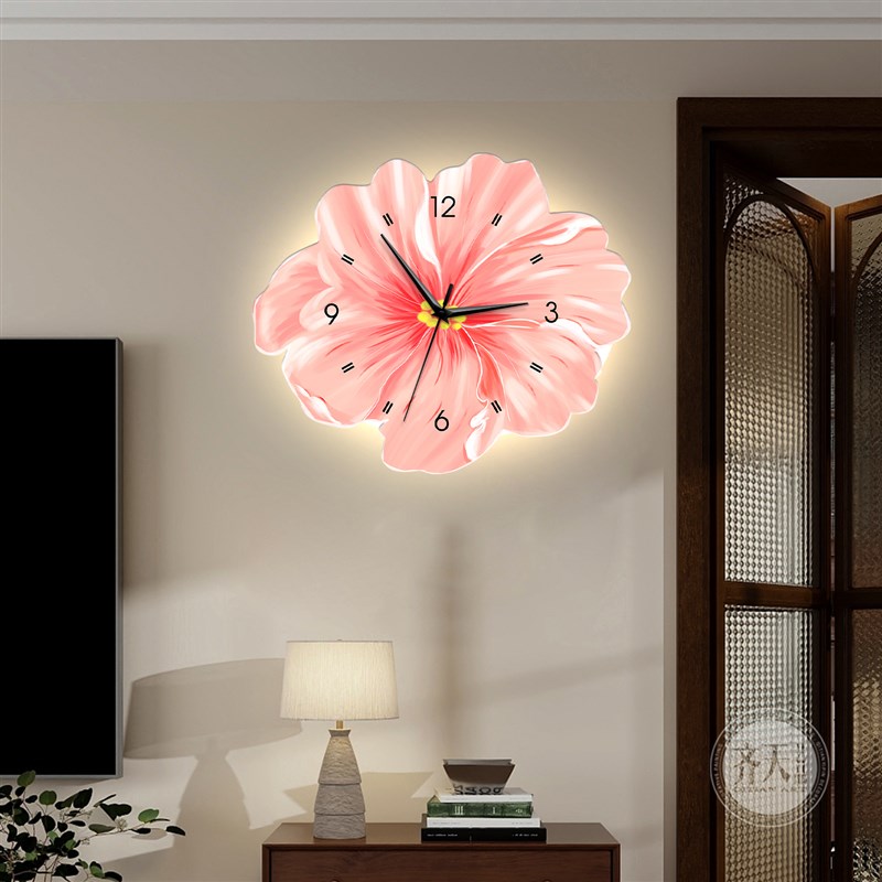 郁金香创意钟表挂钟画客厅卧室装饰画餐厅花卉静音时钟挂画免打孔图片