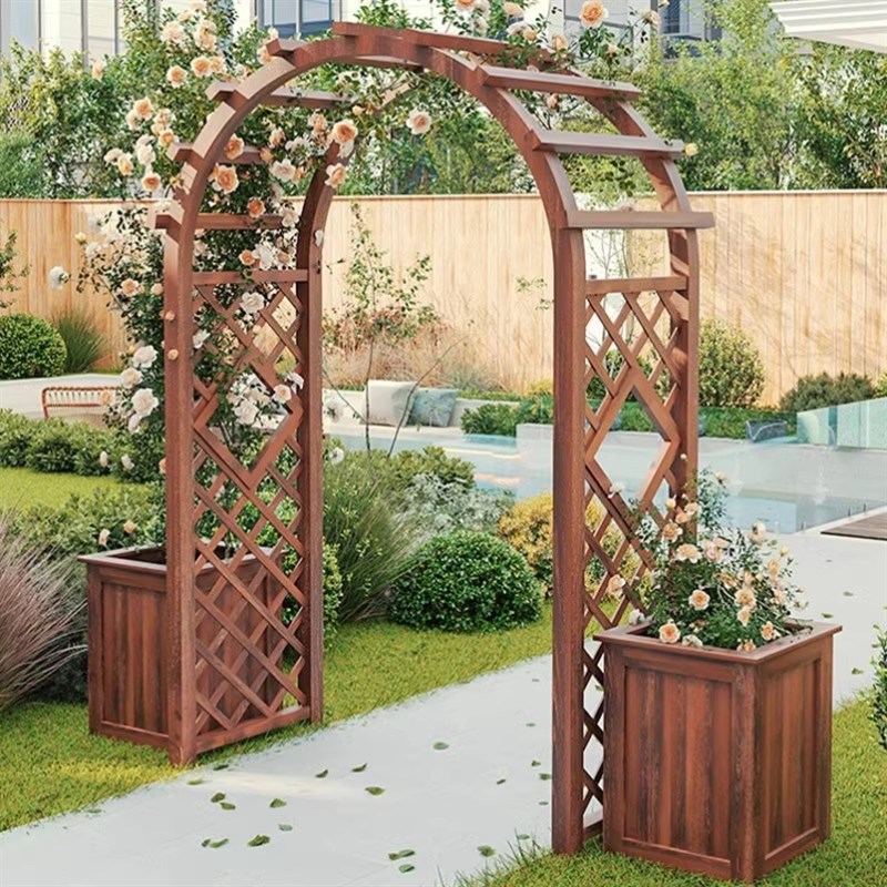 拱门花架爬藤架防腐木室外庭院花园装饰门栅栏拱形架子户外葡萄架