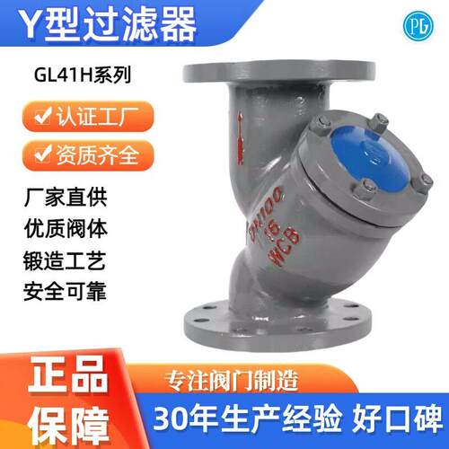 Y型过滤器GL41H法兰管道过滤网铸钢不锈钢除污器温蒸汽导热油