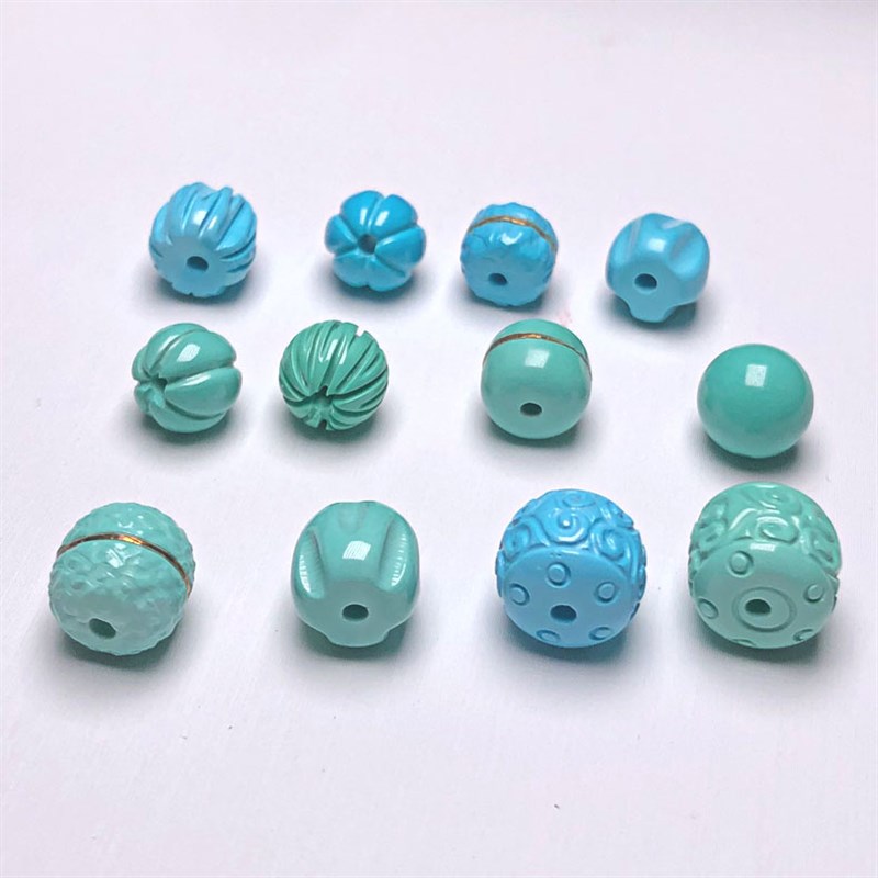 天然绿松石单珠散j珠8mm手链配饰百香籽南瓜珠莲花老型弟子珠桶珠