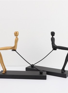 新中式金属框架人物摆件样板房售楼F部卧室书房客厅桌面玄关饰品