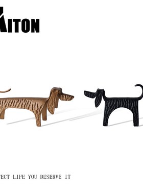 现代黑色金色金属狗摆件客厅酒柜玄E关儿童房样板房售楼处软装饰