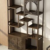 博古架实木新中式 多宝阁茶叶架展示柜摆件柜茶室茶具收纳置物架子