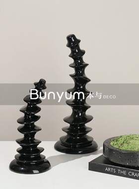 现代简约轻奢树脂抽象艺术摆件A样板房售楼处酒店玄关桌面装饰摆