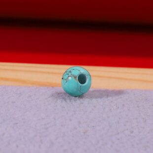 高瓷高蓝单颗湖北松石单珠原矿绿松石圆珠大孔单珠7mm散珠