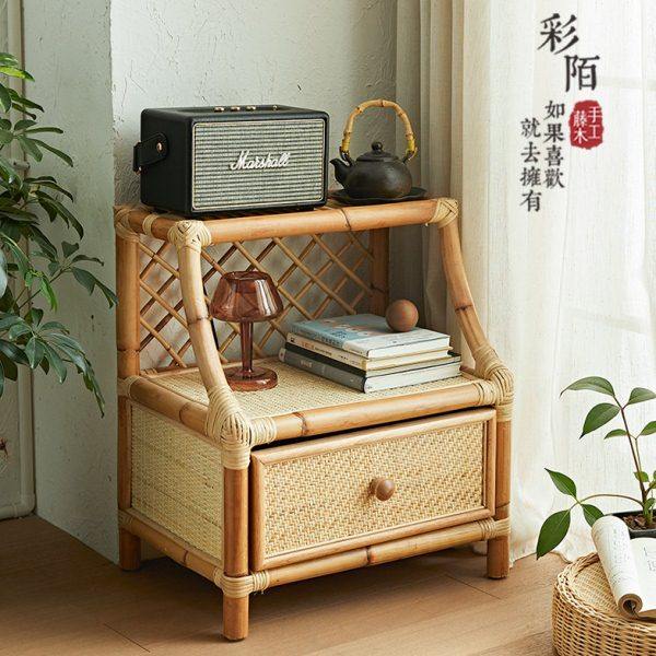 藤编儿童床头柜北欧风网红简约迷你榻榻米免安装小型置物架收纳柜,住宅家具,床头柜,淘宝优惠券,粉丝福利购,淘宝优惠卷