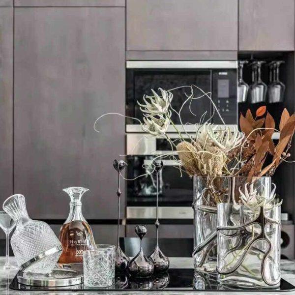 简约现代轻奢样板间波纹醒酒器玻璃花瓶组合餐桌水吧台插花器摆件,家居饰品,花瓶,淘宝优惠券,粉丝福利购,淘宝优惠卷