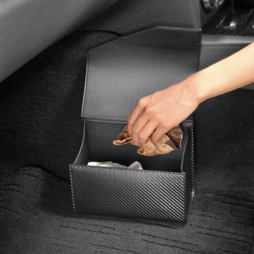 日本汽车内饰通用创意多功能车载地毯脚垫磁铁式碳纤维垃圾桶有盖