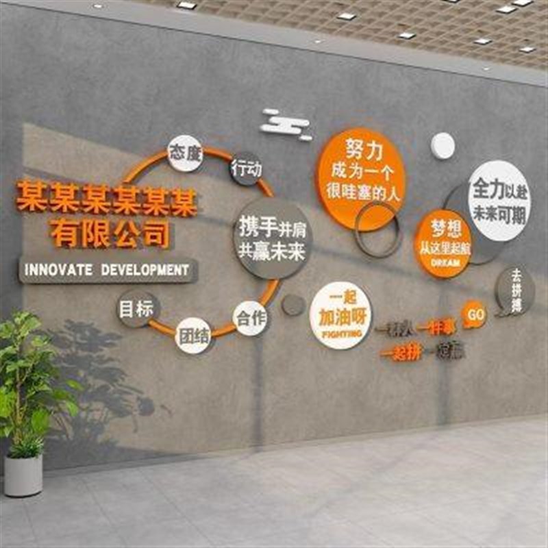 办公室墙面装饰j公司企业文化背景墙励志标语会议室氛围布置贴纸