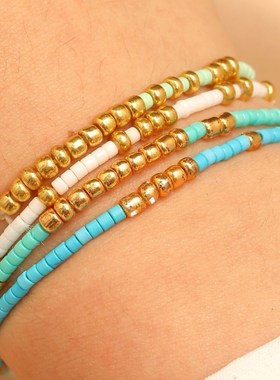 时尚简单的米珠u弹性妇女手炼集手炼