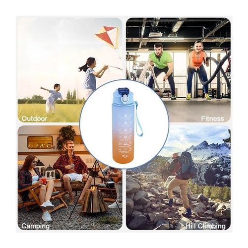 900ML Sports Water Bottle with Time Marker Leak-proof Cup Mo