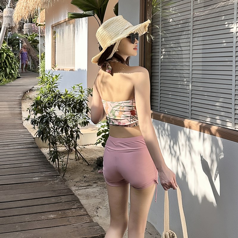 游泳衣女分体保守三件套韩版ins学院风少女小胸聚拢宽松防晒罩衫