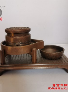 纯铜磨盘倒流g香炉仿古铜器时来运转财源滚滚家居茶道装饰工艺摆