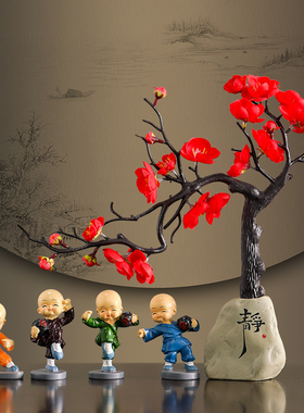 禅意四不小和尚家居办公桌装饰摆A件玄关客厅酒柜博古架治愈小物