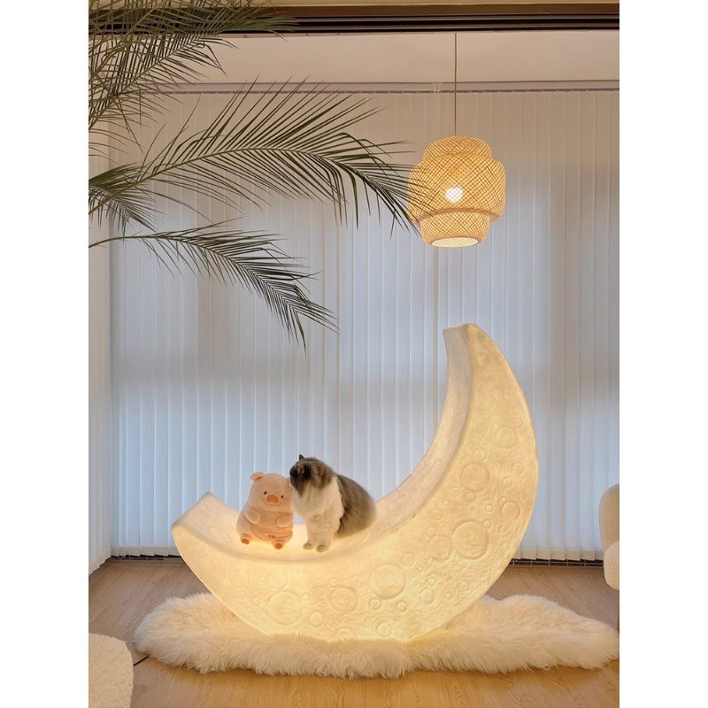 月亮灯落地灯网红月牙躺椅客x厅氛围装饰台灯高级感卧室可坐发光