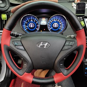 现代索纳塔89h10代伊兰特领动悦纳悦动新胜达专用真皮手缝方向盘