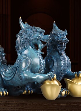 铜貔貅摆件彩绘烧蓝元宝貔貅霸王瑞兽客厅办公室吉祥X装饰独角皮