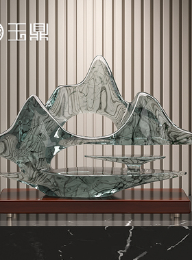 新中式创意假山j摆设招财客厅玄关办公室摆设禅意乔迁新居礼物高