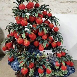 陶瓷工艺品 石湾公仔 荔枝树摆件 满堂红