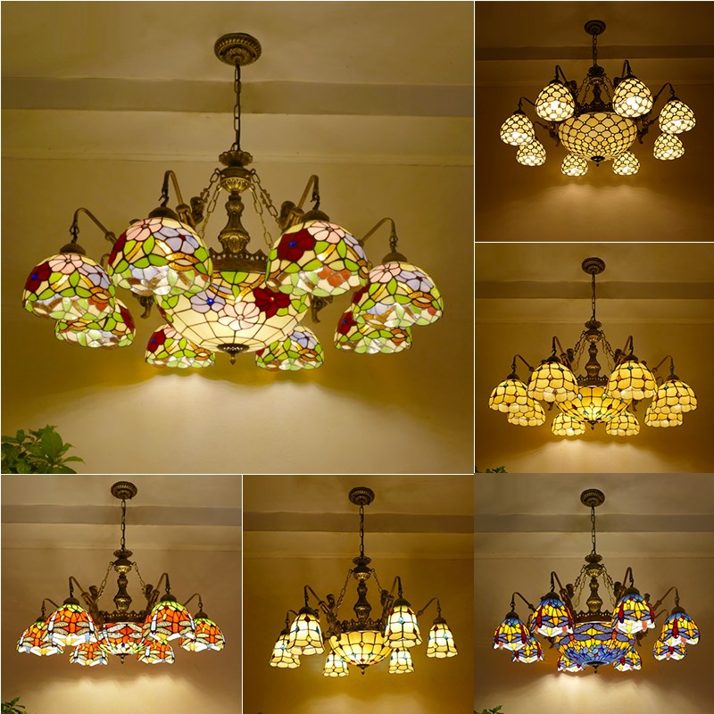 欧式复古卧室客厅多头暖色v灯具咖啡馆酒店餐厅6/8+1大吊灯