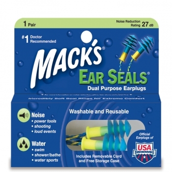 美国MACKS EAR SEAtLS 硅胶游泳耳塞带绳 防水防噪音earplugs专