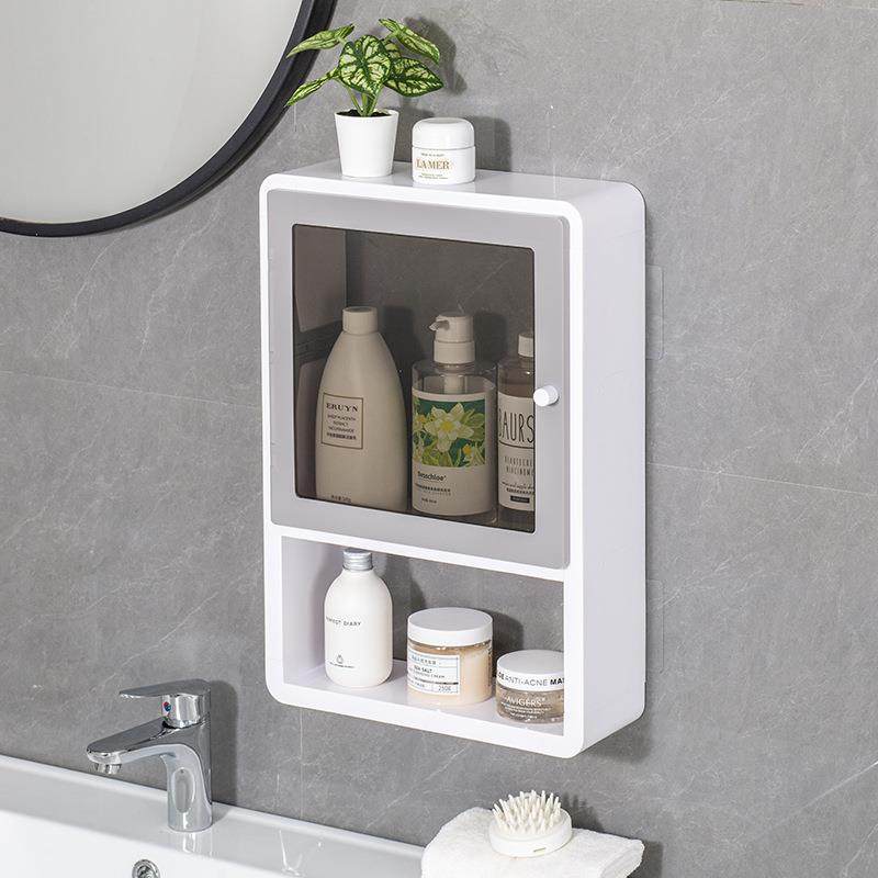 浴室置物架洗手间防尘塑料卫生间免打孔收纳层板防水多层整理架