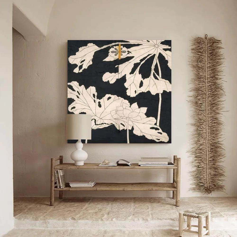 荷韵风裳黑白高级感挂画客厅入户玄关沙发背景墙卧室床头画装饰画