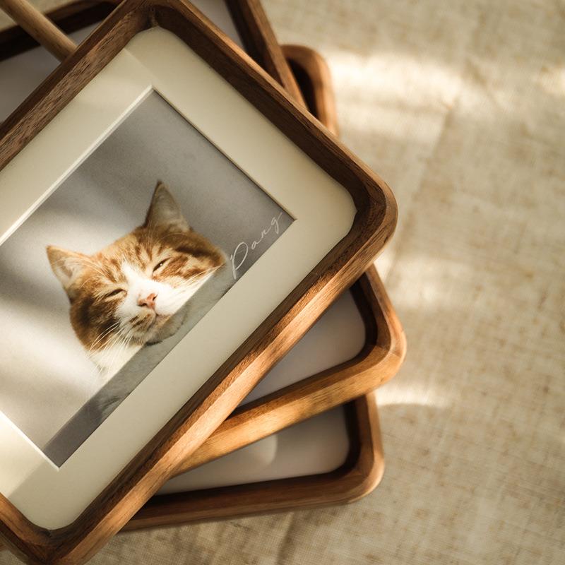 黑胡桃实木榫卯圆角6寸相框摆台洗照片做成原木画框装裱打印