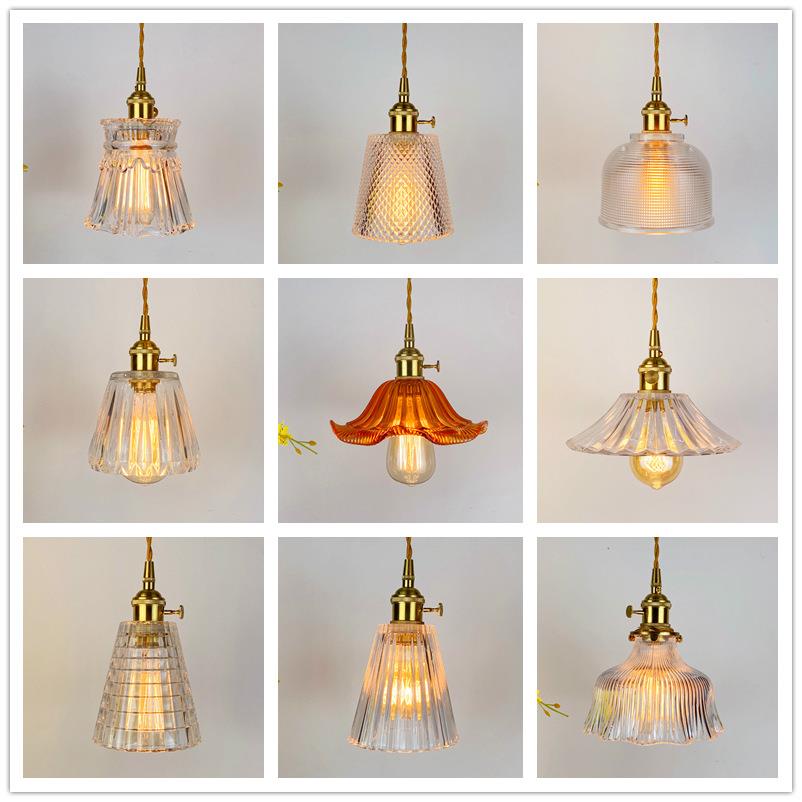 ins 北欧日系床头小吊灯卧室阳台过道咖啡厅餐厅吧台黄铜玻璃吊灯