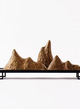 现代新中式进门摆件家居客厅玄关招财假山工艺品门口造景软装饰品