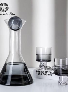 钻石星灰色威士忌杯壶玻璃酒具套装现代餐厅酒柜软装酒壶洒杯
