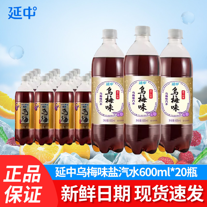 延中乌梅味盐汽水600ml*20瓶整箱老上海风味汽水饮料防暑劳防批发