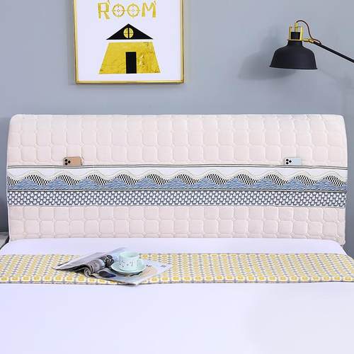 新款全包床头罩通用加厚夹棉盖布软包木床靠背布艺保护易王之