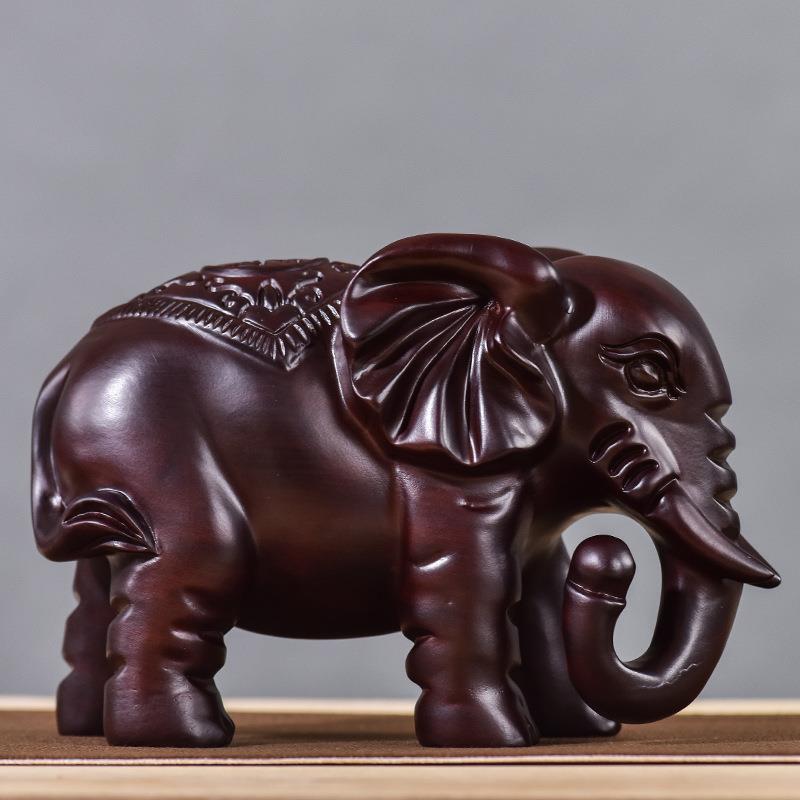 黑檀木实木大象摆件中式家居客厅电视柜桌面玄关装饰品木雕工艺品