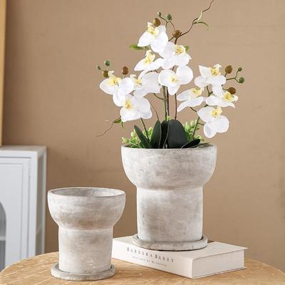 水泥花盆带托盘大花盆多肉盆大口径植物盆栽兰花盆简约绿植室内盆