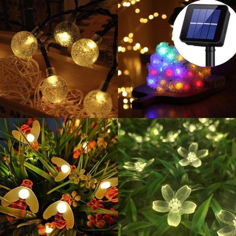 太阳能气泡球灯串LED灯串蜜蜂灯串玫瑰花彩灯球泡灯串星星灯