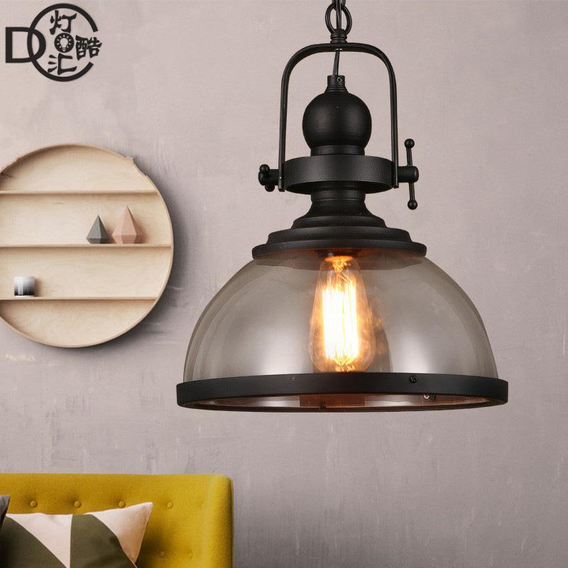 loft复古工业风吊灯餐厅客厅酒店酒吧网吧火锅店家用铁艺玻璃吊灯