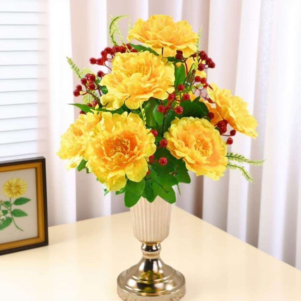 源头工厂仿真花家居摆设客厅假花18头牡丹花束仿真花束