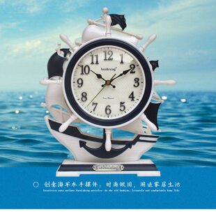 欧式复古座钟台钟客厅静音大号台式钟表摆钟桌面创意帆船电子时钟
