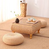 可狄藤编榻榻米茶几草编榻榻米茶几日式 禅意矮桌飘窗桌子收纳小方