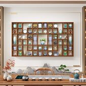 墙上壁挂置物架茶杯格子架博古架茶具架茶壶茶叶展示架茶具多宝阁