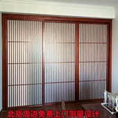 新中式 饰简约现代镂空推拉门幽灵门 实木屏风隔断客厅入户玄关装