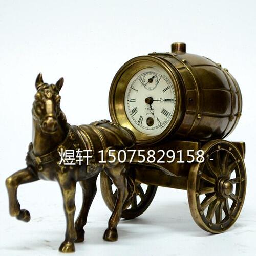 古典 机械钟表 老式做旧铸铜马车钟  仿古懂钟 全铜趣味钟表