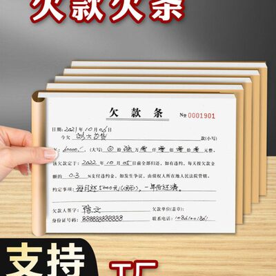 本领潮流100页/本借条定制欠条正规货款欠条本单据客户欠款条记账