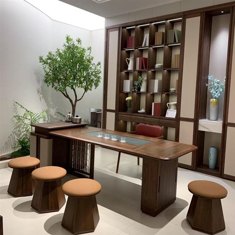 黑胡桃木实木茶桌l茶台新中式宋氏美学现代简约风茶室办公室泡茶